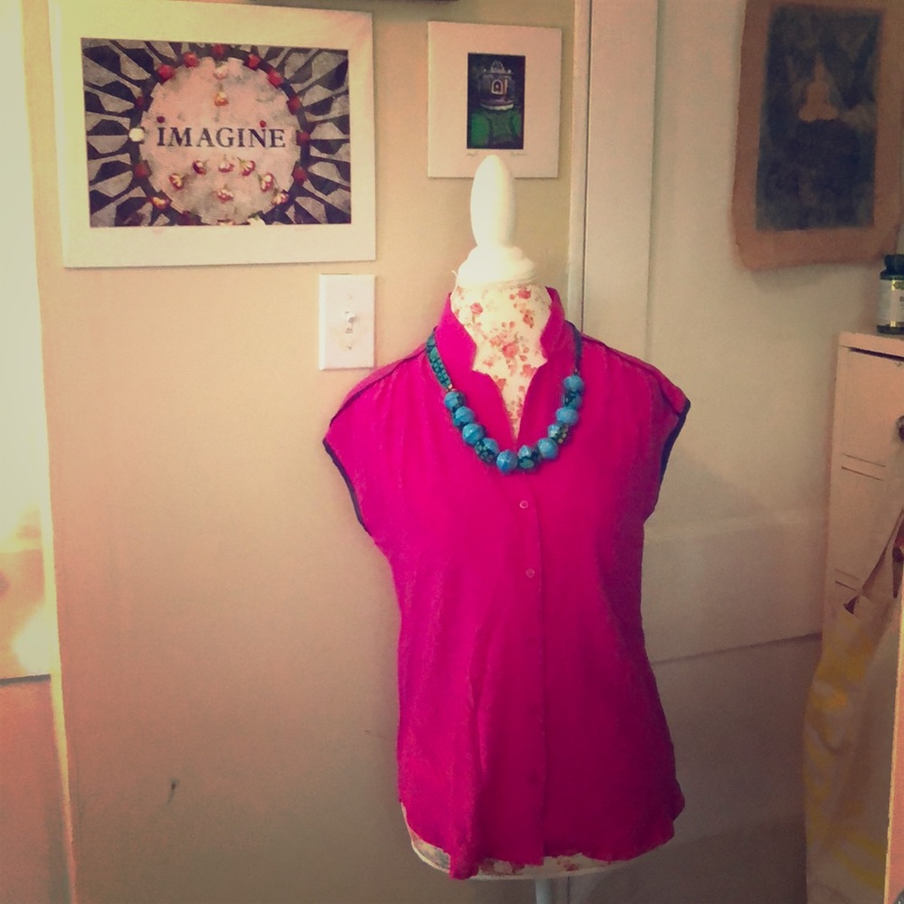 Creative commune PINK silk piped shirt sz S